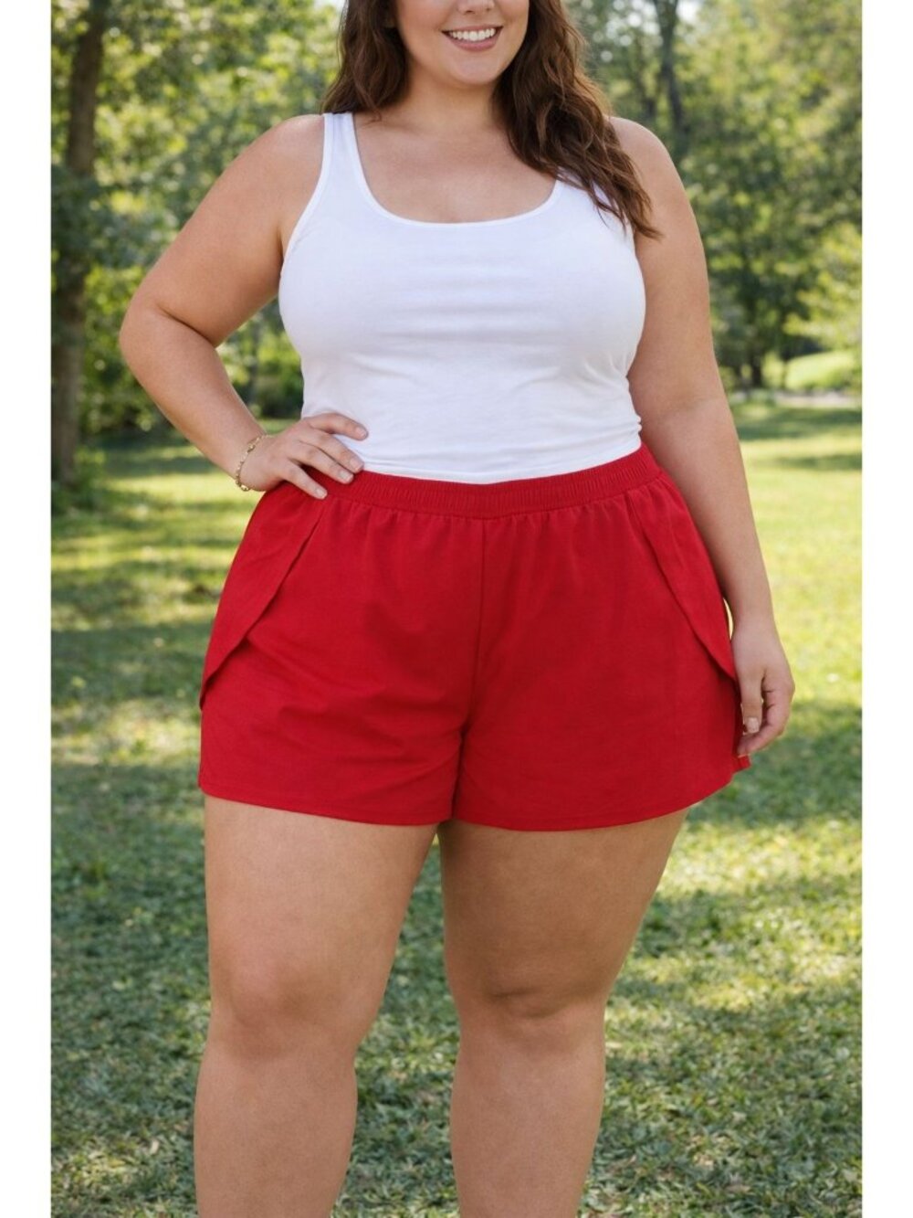 All In Motion Size XXL Women's High Rise Woven Perforated 3" Inseam Shorts, Red - Picture 8 of 8